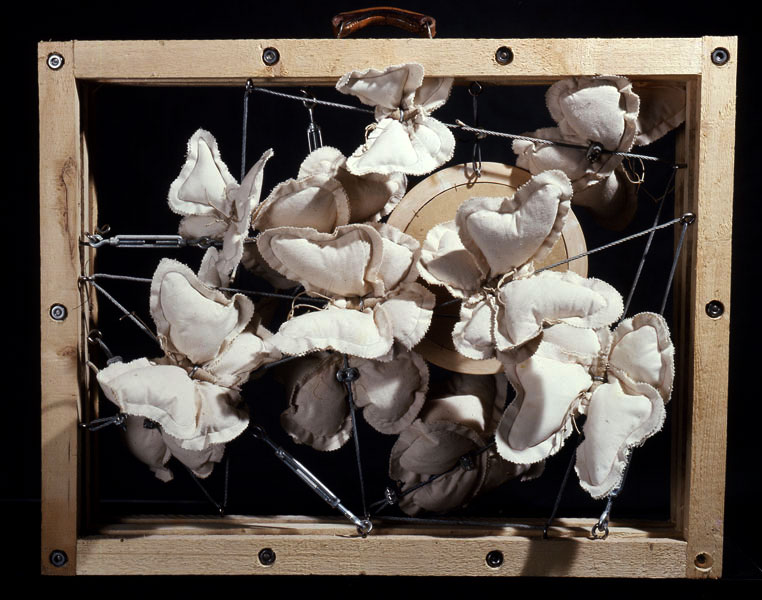 Valigia con farfalle, 1974, tecnica mista, cm 100x80x20
