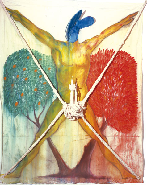 Il pittore, 1984, tela dipinta, cm 180x230