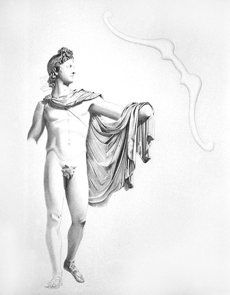 Apollo, 1980, sanguigna su tela, cm 150x200