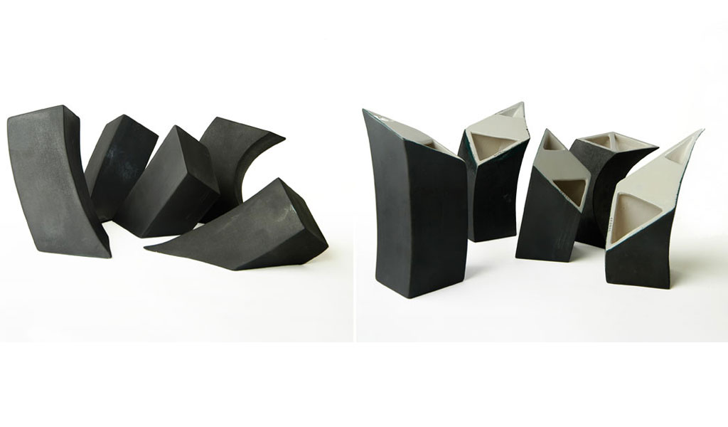 Vaselle, 2010, ceramica, 8 elementi, h cm 20, Torgiano (PG)